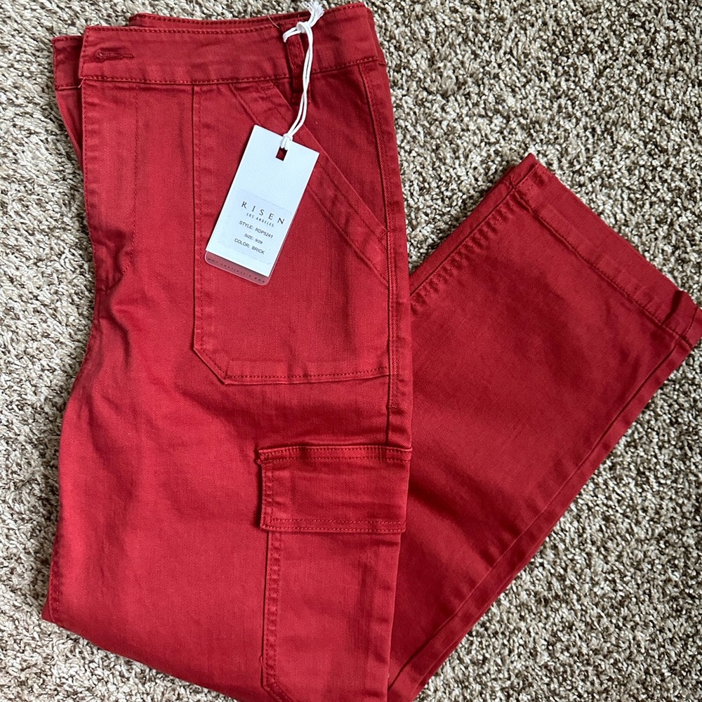 Risen cargo pants- size 9, color is brick red